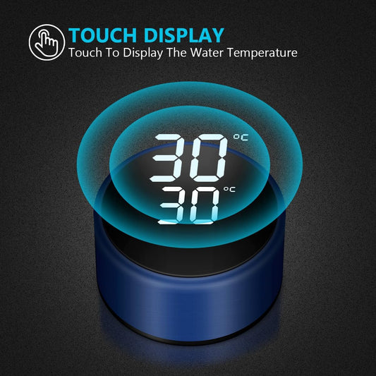 Flintronic Thermosflasche, Wasserflasche Vakuum Isolierbecher 304 Edelstahl, LCD-Touchscreen-Temperaturanzeige, Smart Becher Dichtflasche Ideal für Hitze und Kälte, 500ml