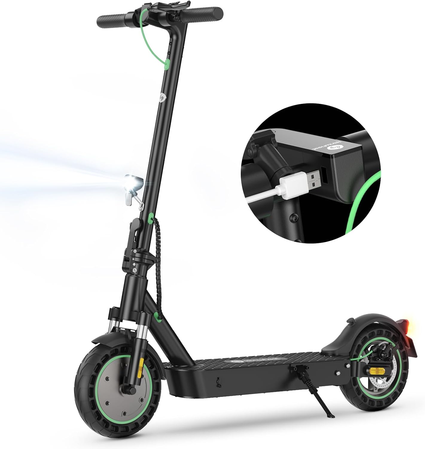 E Scooter mit Straßenzulassung, 10/8,5 Zoll MAX 60/40/30 Reichweite E Roller, Faltbarer Elektroscooter bis 120KG mit Duale Aufhängung, USB-Port und APP, Elektroroller Erwachsene für Pendeln