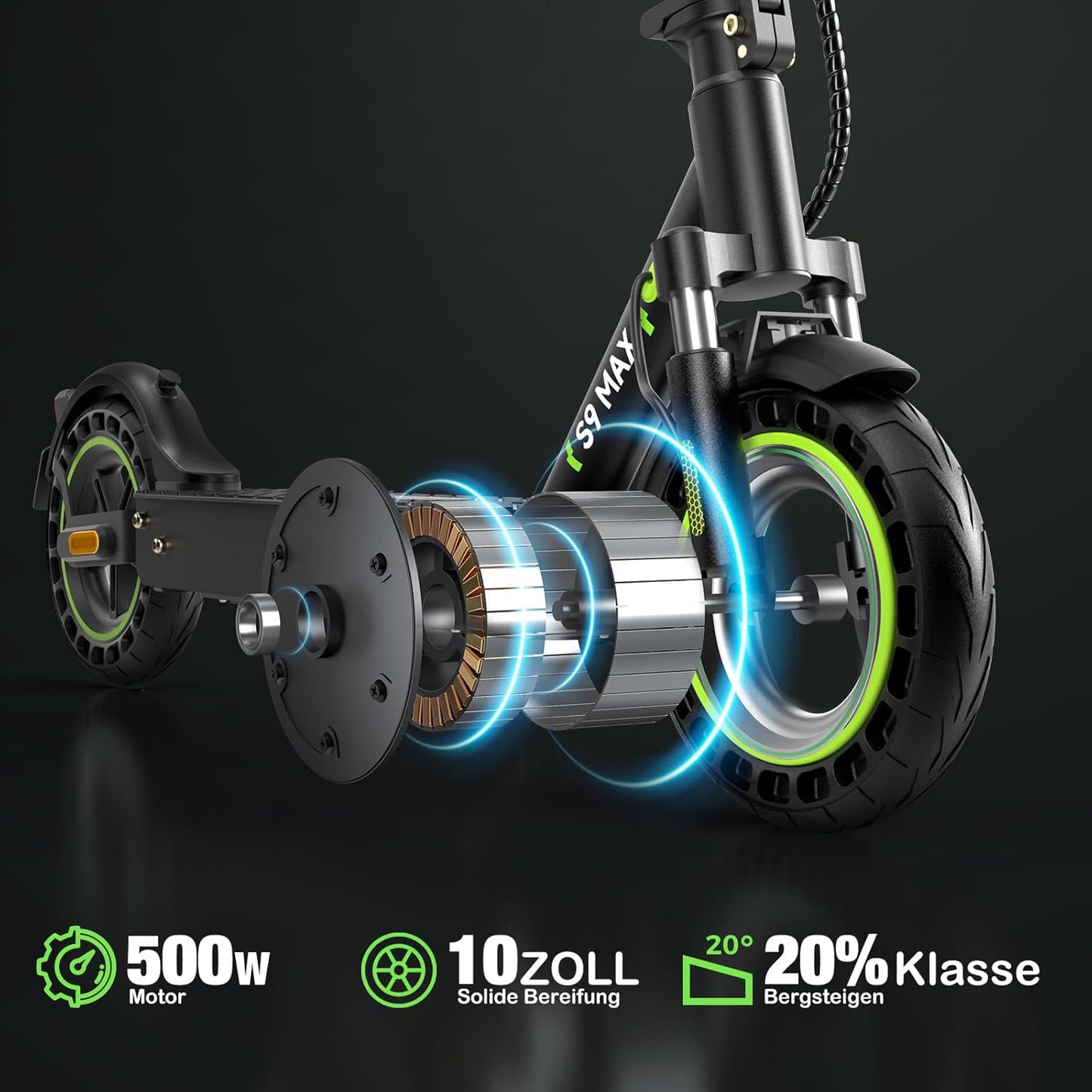 E Scooter mit Straßenzulassung, 10/8,5 Zoll MAX 60/40/30 Reichweite E Roller, Faltbarer Elektroscooter bis 120KG mit Duale Aufhängung, USB-Port und APP, Elektroroller Erwachsene für Pendeln