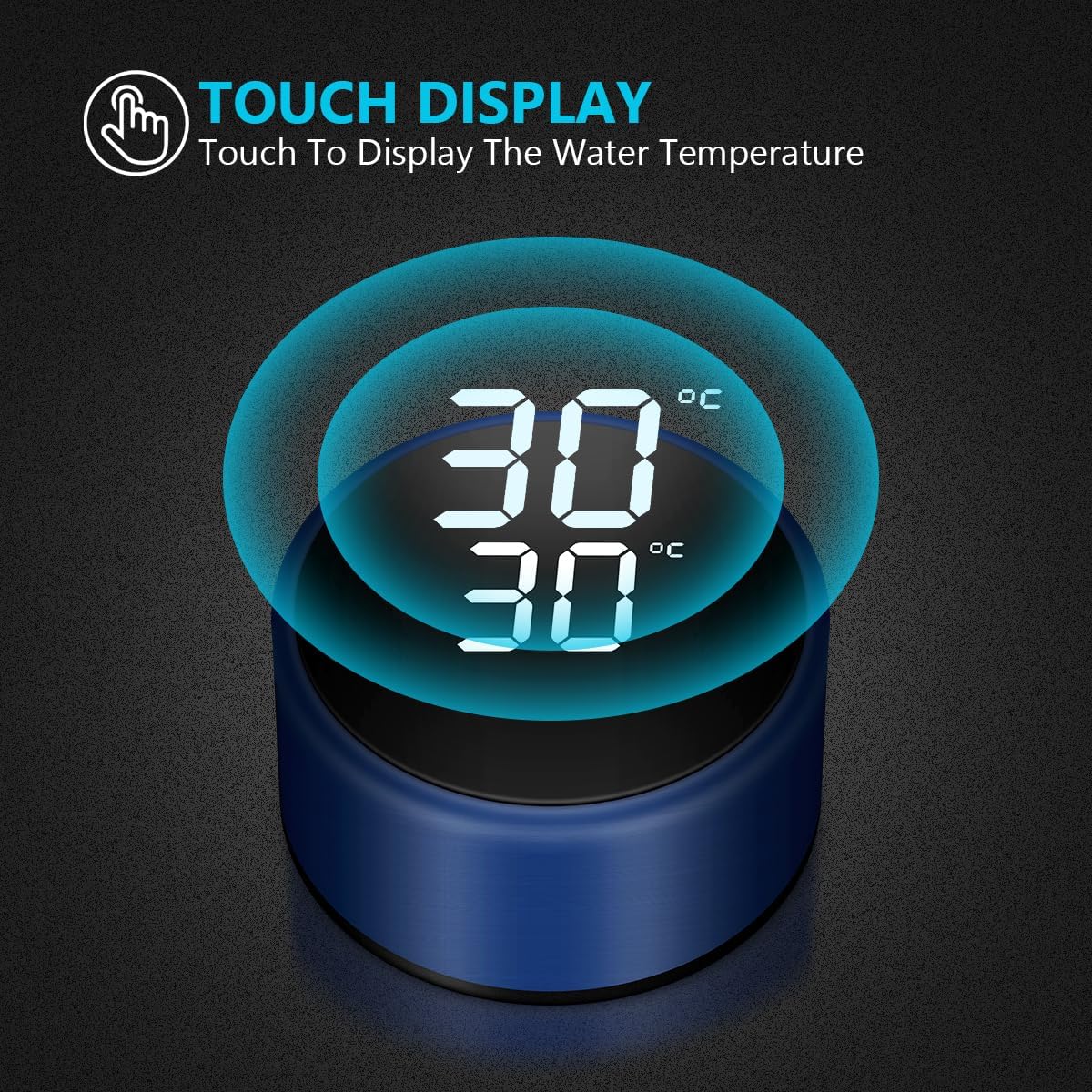 Flintronic Thermosflasche, Wasserflasche Vakuum Isolierbecher 304 Edelstahl, LCD-Touchscreen-Temperaturanzeige, Smart Becher Dichtflasche Ideal für Hitze und Kälte, 500ml