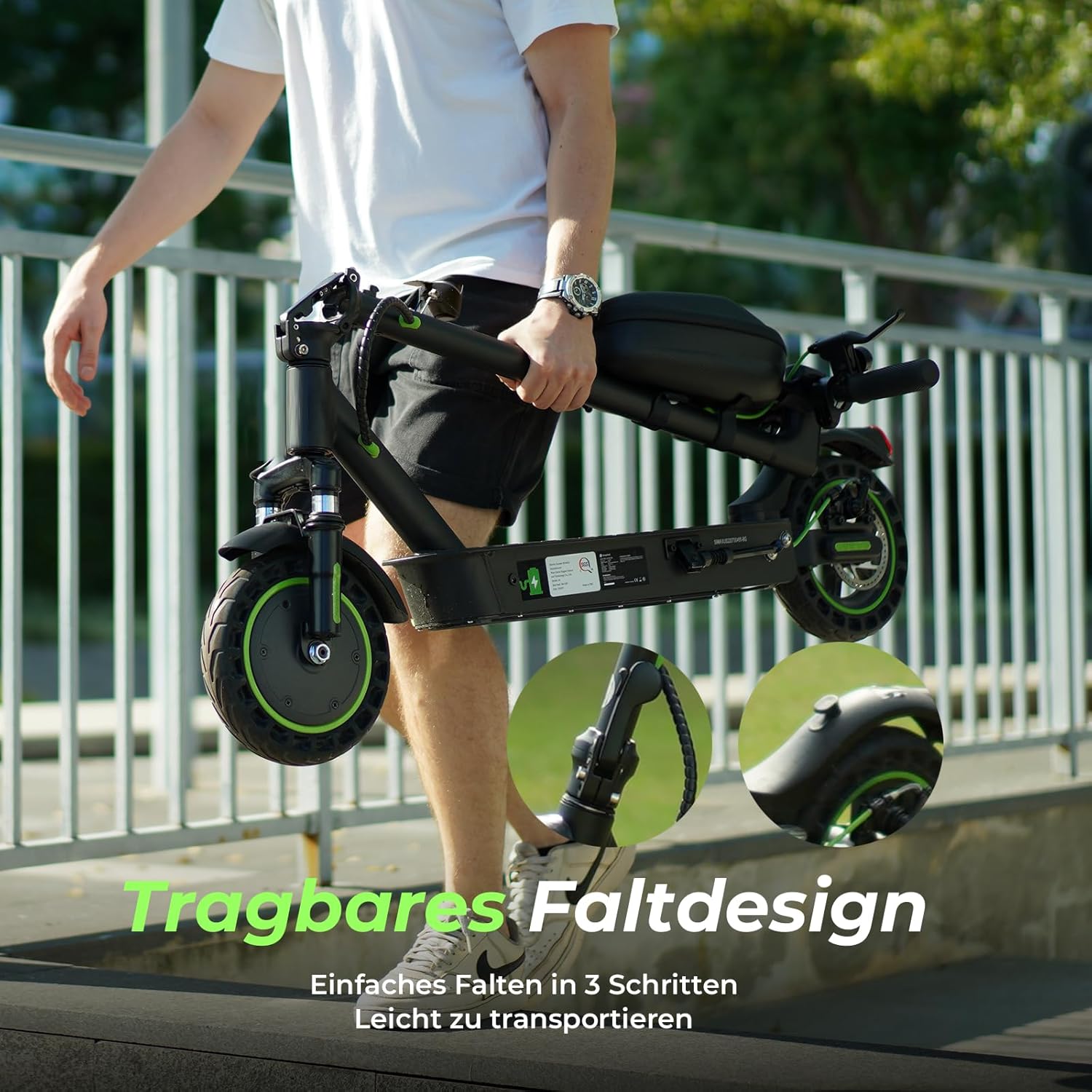 E Scooter mit Straßenzulassung, 10/8,5 Zoll MAX 60/40/30 Reichweite E Roller, Faltbarer Elektroscooter bis 120KG mit Duale Aufhängung, USB-Port und APP, Elektroroller Erwachsene für Pendeln